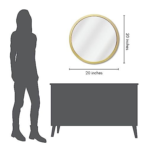 Americanflat 50 cm Gold Round Mirror for Wall - Circle Mirror for Bathroom, Bedroom, Entryway, and Living Room with Hanging Hardware Included - Durable Home Wall Decor