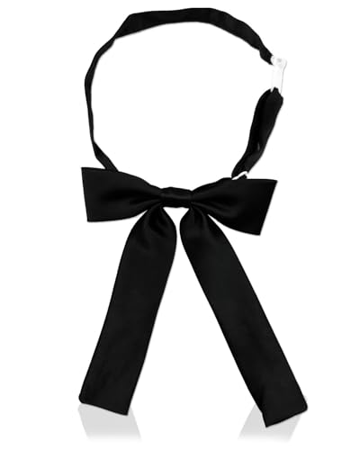 LOPURO Bow Ties for Women, Pre-tied Adjustable Bowties Solid Color Polyester Bow Tie for School Uniform Cosplay Party