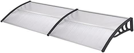 Froadp 200x100cm Front Door Canopy Outdoor Awning Snow Protection Rain Shelter Cover with Polycarbonate Board and Aluminium Frame UV Resistant Arched Canopy for Home Porch Window (Grey)