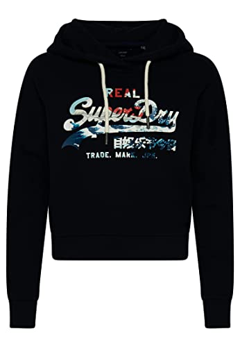 Superdry Womens Vintage VL Narrative Hood UB   Sudadera con Capucha para Mujer, Color Azul Marino, Talla L