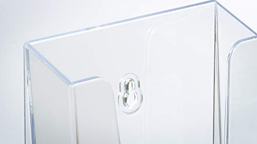 Europel Prospekthalter Mehrfach Prospektständer, 4x DIN 1/3 A4 - Glasklar Polystyrol - Broschürenständer für Büros - Broschürenhalter im Hochformat für Menüs, Prospeketen, Katalogen, Preiskarten