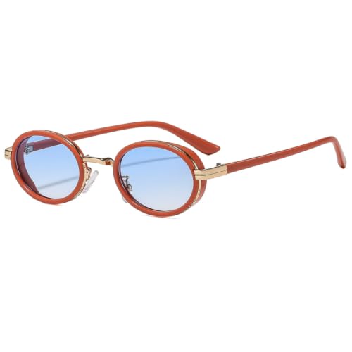 Lunettes de soleil rétro punk métal ovale lunettes futuristes petite monture