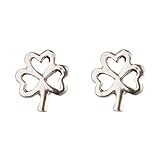 Hallmarked Sterling Silver Shamrock Outline Stud Earrings Presented In A Box