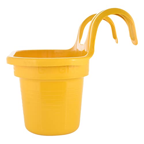 Image of Kuber Industries Hanging Flower Pot|Double Hook Plant Container|Durable Plastic Glossy Finish Pots for Home|Balcony|Garden|12 Inch|Pack of 3 (Multicolor)
