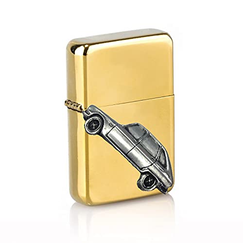 Briquet à essence voiture française avec finition étain et boîtier doré