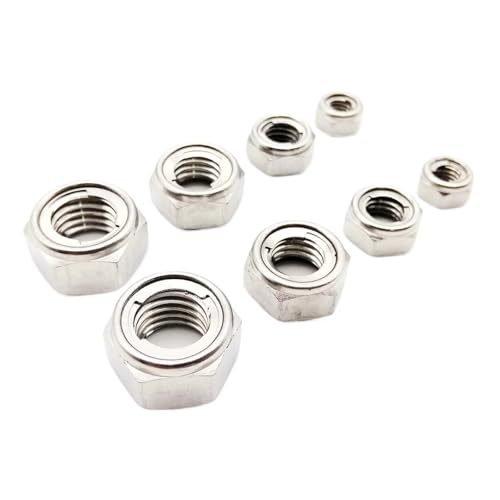 SFCHEN 1/5pc M3-M16 304 Stainless Steel Prevailing Torque Type All Metal Insert Hexagon Lock Nut Hex Self Locking Locknut DIN980 GB6184(1pc M16)