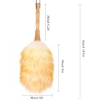 Feather Duster, Lambswool Duster for Cleaning,with Solid Wooden Handle,Leather Hang Strap,Anti-Static 14.9 inch Washable Reusable Small Hand Duster(Natural) for Office, Home and Car - Image 3