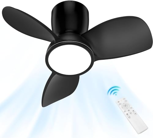 Deeplite Ventilador De Techo Con Mando A Distancia Y Luz, 4 Velocidades De Viento, 3 Aspas Reversibles, Temporizador, Ventilador De Techo Empotrado Súper Silencioso Con Luz Para Dormitorio.