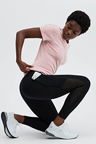 Fabletics Women's Trinity Motion365® Mid-Rise 7/8 Legging, Workout, Yoga, High Compression, Breathable, S, Black #TOP3