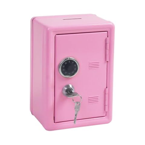 Kids' MKid Safe Piggy Bank, Metal Safe with Key, Money Saving Box for Children, Boys Girls Best Giftoney Banks (Pink, One Size) Cover