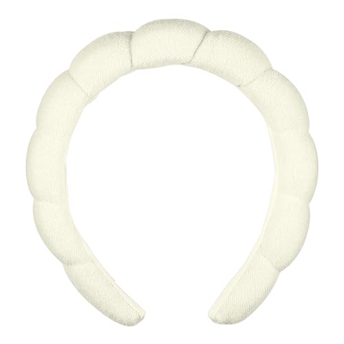 Conair Spa Makeup and Face Washing Headband Ultra-Absorbent Microfiber Skincare Headband Soft Terry Cloth No-Pull Band Gentle on Hair and Head Bubble Design Ivory