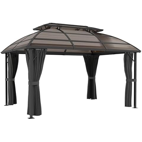 Outsunny 4 x 3m Polycarbonate Gazebo with Curtains Cover