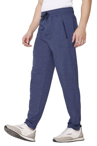 Image of Plus Size Cotton Loop Knit Lowers for Men, Zip Pocket, Night Pant, Joggers, Sports Trousers, Gym n Lounge Wear Track Pant for Boys Denim 3XL