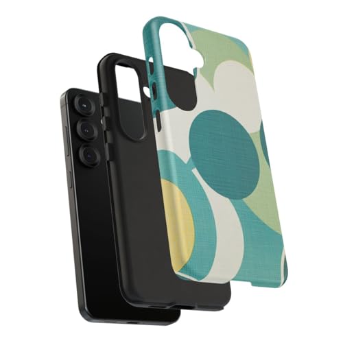 Coque rigide mate Samsung S25 anti-rayures motif rétro jaune sarcelle