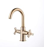 Derengge F-0081-CS Two-Handle Single Hole Bathroom Sink Faucet,Brushed Gold Finished