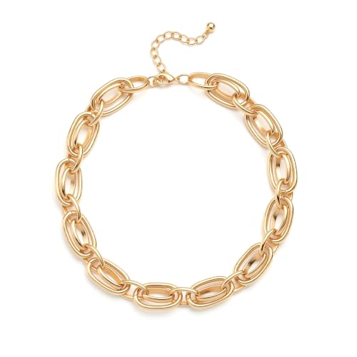 Collier épais doré pour femme avec de larges maillons torsadés raffinés