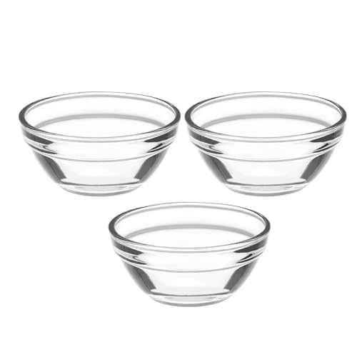 3 Cuencos de Vidrio Pequeños para Pudín, Tazones Apilables Transparentes para Postres y Aperitivos, Recipientes Compactos para Servir Ensaladas y Postres, Uso Multifuncional