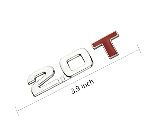 Image of 1Pc 2.0T Turbo Metal Trunk Emblem 2.0 T 3D Badge Decal Sticker Replacement for Universal Type 2.0T Car Trucks (Red)
