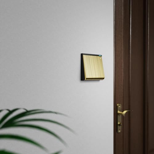 Image of ANCHOR By Panasonic Obel Bell Switch|6A 2 Module Door Bell Push Switch With Indicator|(Oyster Princess Crown, 8425), 2 Way, Gold