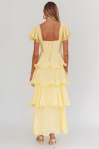 YOFF Short Sleeves Bridesmaid Dress Chiffon Midi Cocktail Wedding Guest Dresses Sweetheart Maxi Formal Prom Dress YO2812