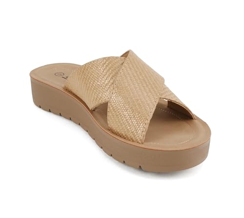 Image of Soda LUCY ~ Women Open Toe Flatform Platform Crisscross Band Upper Fashion Slide Sandals