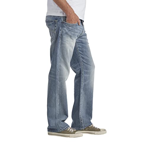 Silver Jeans Co. Men's Gordie Loose Fit Straight Leg Jeans, Light Wash Indigo, 34W X 32L #TOP2