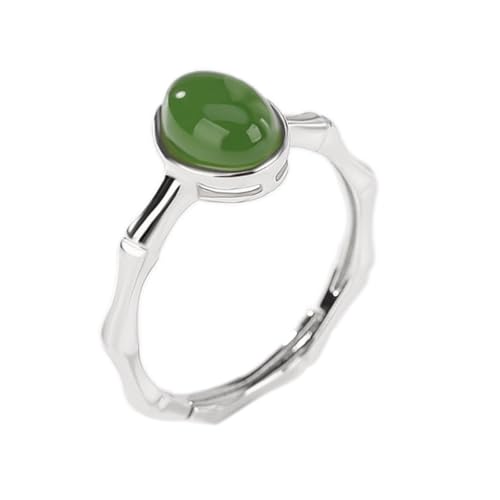 Bague en jade Hetian pour femme bague argent S925 feng shui bambou