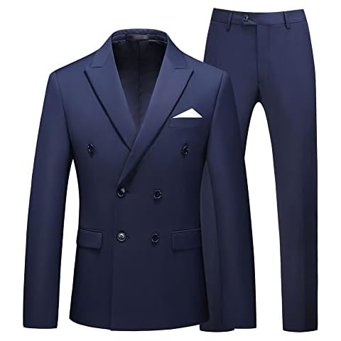 YOUTHUP Costume Homme 2 Pcs Bleu Marin Cover
