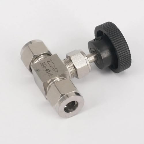 Valve à aiguille inox 3/8 compression 304 finitions haute sécurité