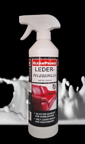 Leder-Pflegemilch 500 ml | CleanPrince Lederpflegemilch Lederbalsam Ledermilch Lotion Leder Ledermöbel Pflegemittel Lederpflege Creme