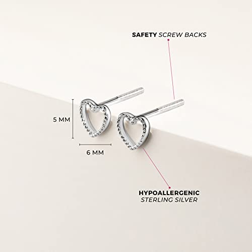 925 Sterling Silver Babies & Toddlers Tiny Open Heart Screw Back Earrings - Adorable Heart Stud Earrings For Little Girls - Hypoallergenic Safe and Secure Screw Backs For Daily Wear4