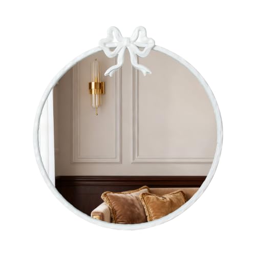 Image of 12 Inch White Circle Mirror Round Mirror Vintage Wall Mirror Decorative