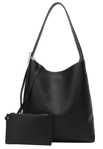 Women's PU Leather Tote Bag Fashionable Bucket Large Capacity Casual Shoulder Handbags