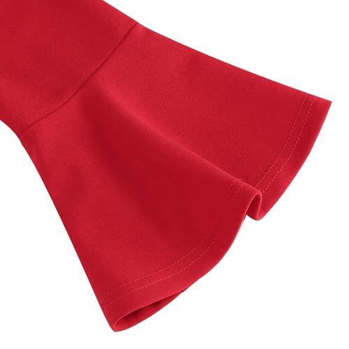 Womens Elegance Audrey Hepburn Style Ruched 3/4 Short Bell Sleeve Casual Swing A-line Dress2