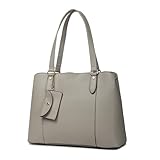 [グッシオ イタリー] [美人百花雑誌掲載]トート バッグ ビジネス 自立 3層式収納 2点セット ミニーポーチ付き A4/14インチPC対応 スクエア PUレザー 高見え ファッション リクルート 通勤 ビジネス レディース italy 17-1129(グレージュ)