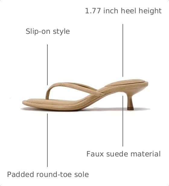 Image of Kitten Heel Thong Sandals for Women Slip-on Low Heeled Sandal Fashion Summer Flip Flops Heels
