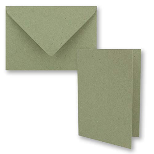 Cartes pliantes vintage en kraft vert A5 pour personnaliser vos faire-part sans bavure