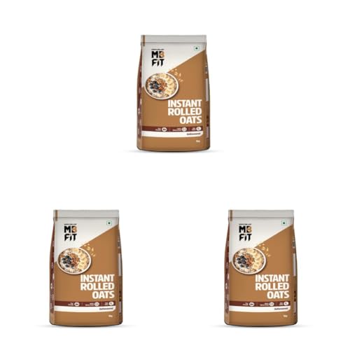 Image of MuscleBlaze Fit Instant Oats (Unflavoured, 1kg) | 12g Protein | 100% Rolled Oats, Breakfast Cereals for Weight Management (Pack of 3)