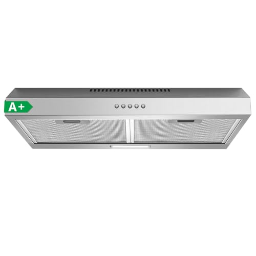 TopStrong 60cm Unterbau Dunstabzugshaube, 250m³/h Slim Küchenabzugshaube, 3 Stufen, A+ Energieklasse, LED Licht, 430 Edelstahl, Umluft & Abluft Abzugshaube