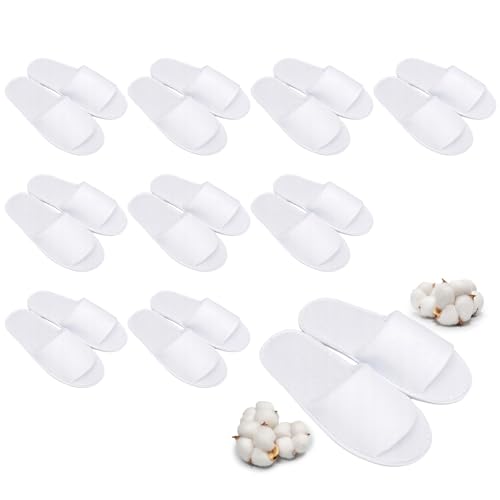 Chausson Invites,Slippers Hotel,10 Paires Pantoufles à Semelles Souples,Chausson Bout Ouvert Lavable Et Réutilisables,Chaussons D'invités,Pantoufle Maison...