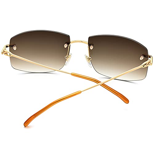 Image of HEPIDEM Rimless Rectangle UV400 Oversize Square Sunglasses for Men with Nylon Lens