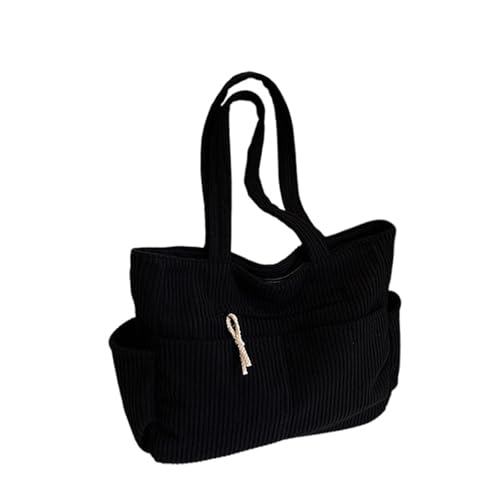 Image of Corduroy Tote Bag for Women, Multiple Pockets Large Hobo Shoulder Bag for Office & Shopping, Zipper Casual Handbags