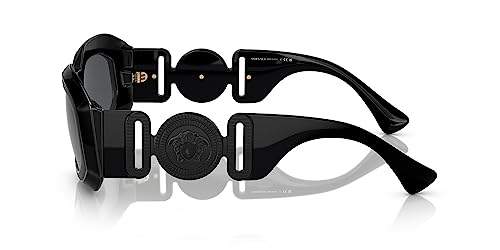 Versace VE 4425U 536087 Shiny Black Plastic Irregular Sunglasses Grey Lens2