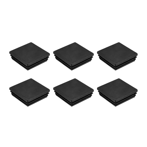 Image of uxcell 6Pcs Square Plastic Plugs, 60 x 60mm /2.36 x 2.36inch PE Pipe Tubing End Caps for 54-58mm /2.13-2.28inch Square Tube Furniture Chair Leg, Black