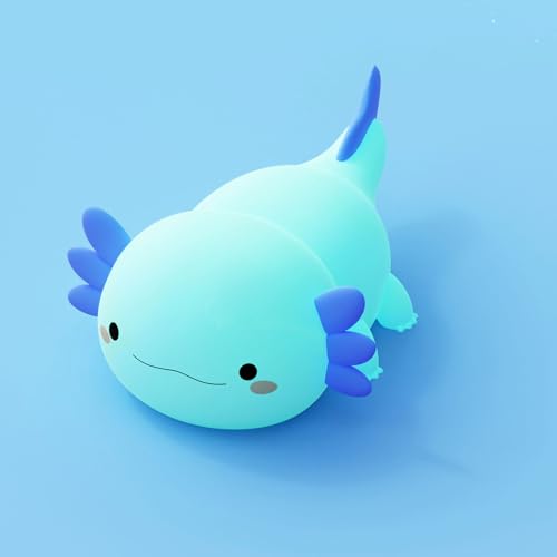 Image of DREAMING MY DREAM Axolotl Night Light for Kids,Cute Axolotl Gifts lamp Rechargeable Light Table Bedside Lamp,LED Animal Silicone Nursery Night Lamp Cute Room Decor for Kids Girls Boys