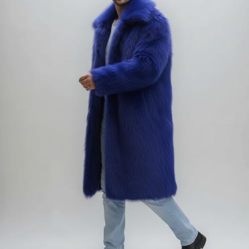 Image of Lisa Colly Men's Faux Fur Coat Winter Parka Overcoat | Men's Faux Fur Jacket, Winter Faux Fur Long Coat, Long Sleeve Fluffy Overcoat