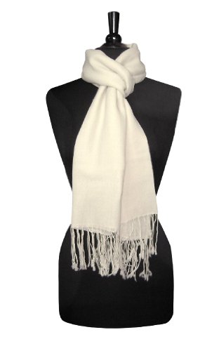 100% Wool Pashmina Solid Scarf CREAM Color Womens Shawl Wrap Scarves2