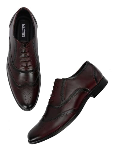Image of MACTREE Men's Genuine Leather Brogue Lace Up Formal Shoes