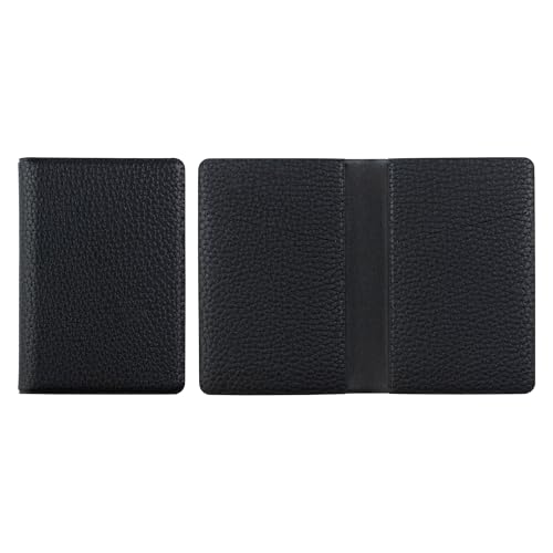 FENICE Bifold Card Wallet Holder Durable Vegan Eco PU Leather with Slim Sleek Minimalist Look for Men & Women (BLACK)