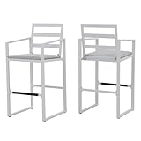 Aluminum Outdoor Bar Stools Set of 2 (White)